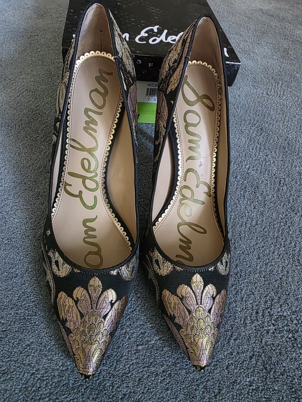Sam Edelman Hazel Black Floral Jacquard Pointed-Toe Pumps - Black/Multi - Picture 9 of 9
